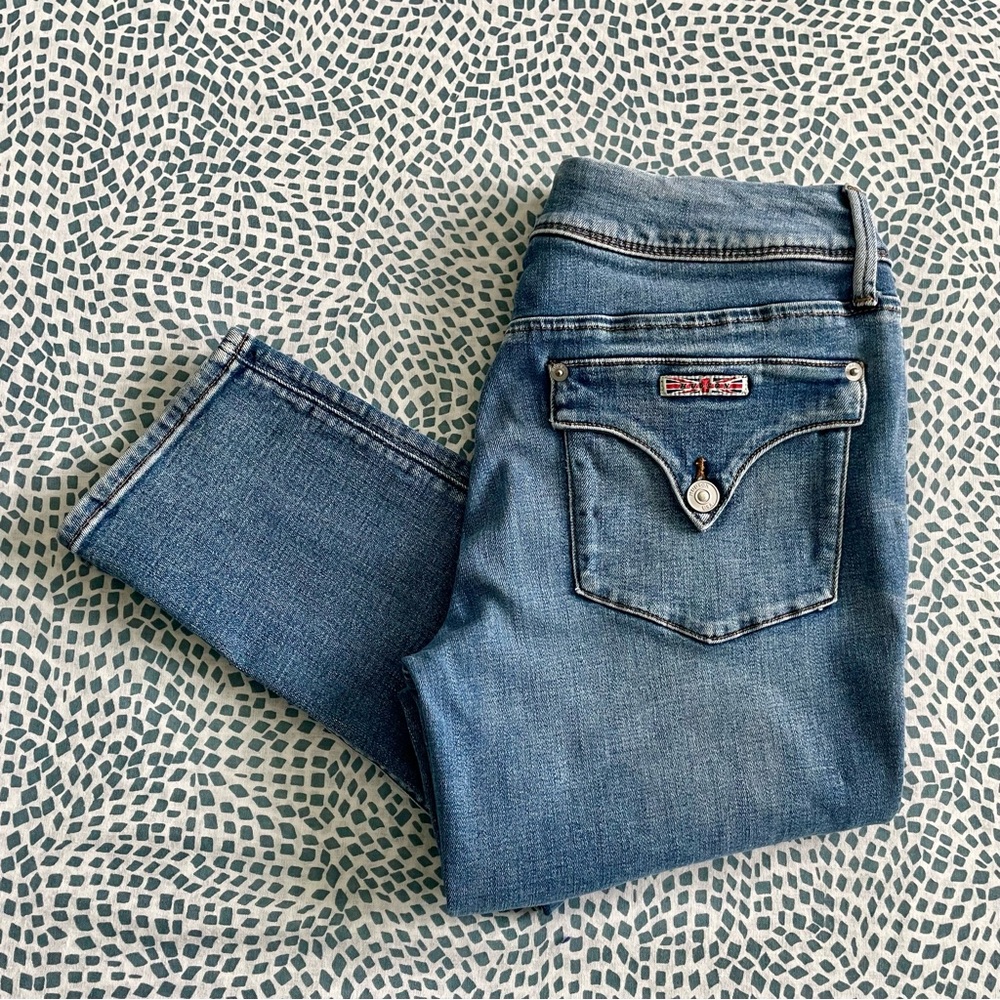 Hudson Jeans Collin Blue Jean Cropped Skinny Leg Denim Pants Sz 29” Flap Pocket